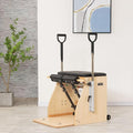 Yoga Pilates Fitness Trainer, Pilates Split-Pedal Stability Chair with Handles, Pilates Reformer Machine for Home, Maple Stability Pilates Pro Chair Equipment(Black)