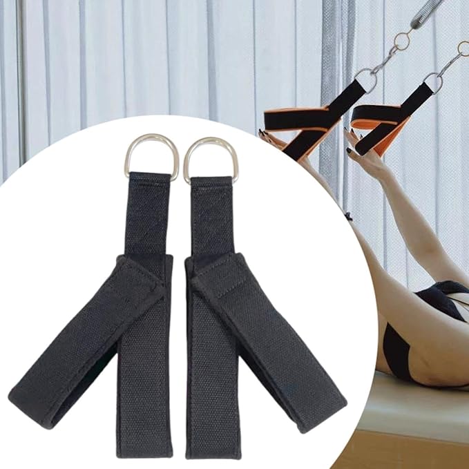 2Pcs Pilates Straps Reformer Straps D Ring Core Waist Back Leg Y Loops Fitness Straps Yoga Straps for Exercise Men Home Women