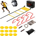 OLIXIS Soccer Agility Training Equipment Set- 20 ft Speed Ladder, 12 Soccer Cones, 4 Agility Hurdles, Jump Rope, Resistance Parachute Speed Training Equipment for Kids, Youth, Adults