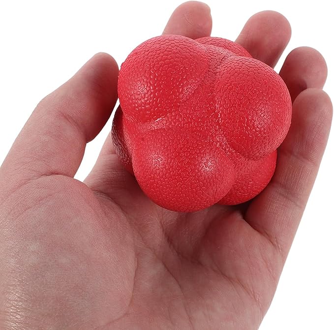 VOSAREA Agility Reaction Ball Hexagon Trainer,Hand Eye Coordination Training Ball for Baseball Soccer Basketball Tennis Practice - Quick Reflex Agility Speed Toy, Red