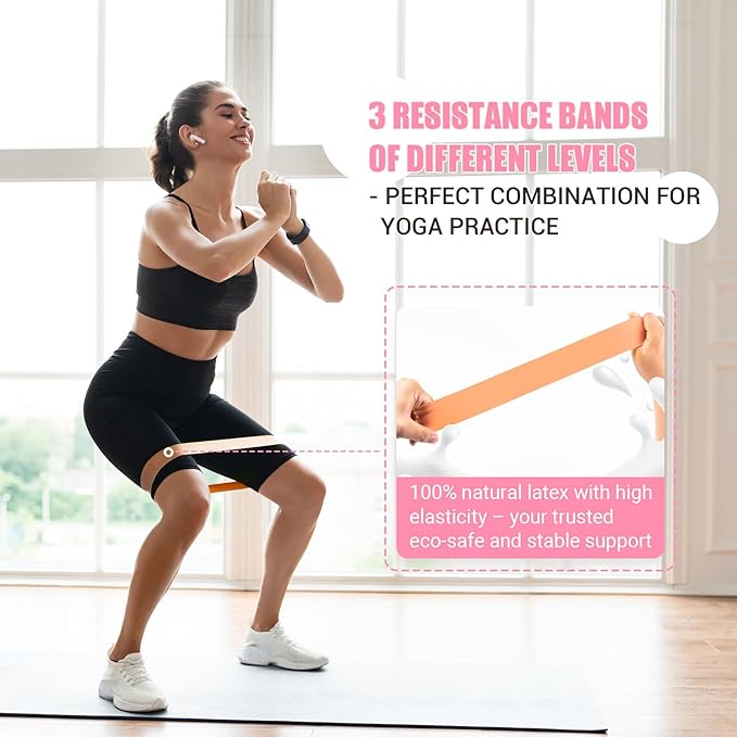 Pilates Ring Set, Pilates Essentials Kit with Pilates Ring and Ball, 3 Resistance Bands, Portable Bag & Training Poster, at Home Pilates Starter Workouts Equipment Kit for Women