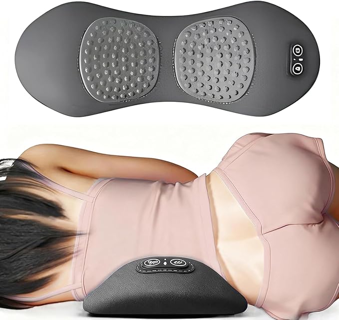 Smooth Triple Fusion Back Massager, 2026 Upgrade 3 in 1 Lumbar Pillow for Bed and Chair, Back Massager with Vibration and Traction Against Pain for Back and Neck and Shoulder (Light Gray)