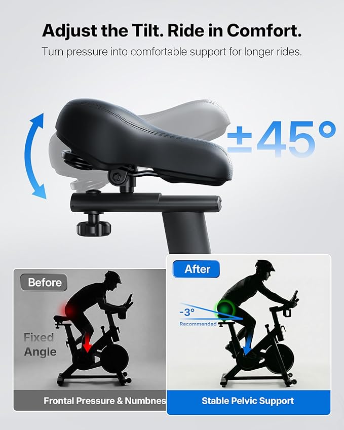Merach Exercise Bike, Magnetic Stationary Bike with 15.6"HD Screen, Low Noise Indoor Cycling Bike with 300lbs Weight Capacity, Comfortable Bike Seat, Tablet Mount and Fitness Courses for Weight Loss