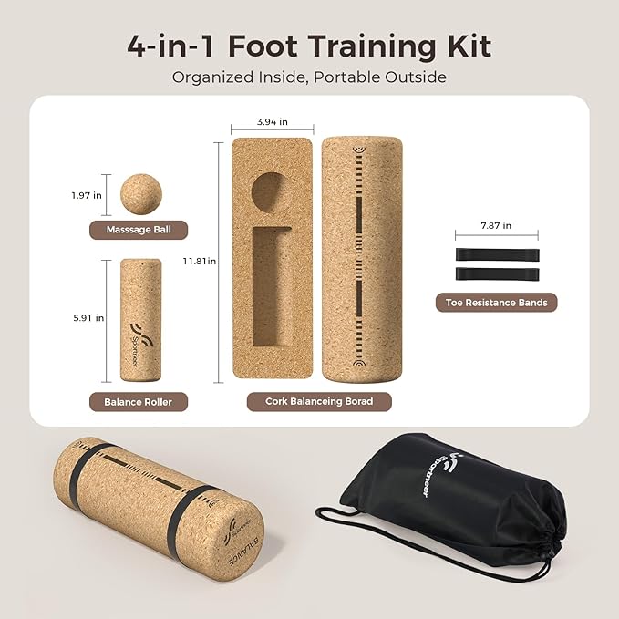 Sportneer Cork Balance Board with Storage Bag – Cork Foot Massage & Balance Trainer Set for Foot Pain Relief, Physical Therapy, Foot Strengthening & Arch Training, Improve Balance & Stability, Boost Ankle Strength