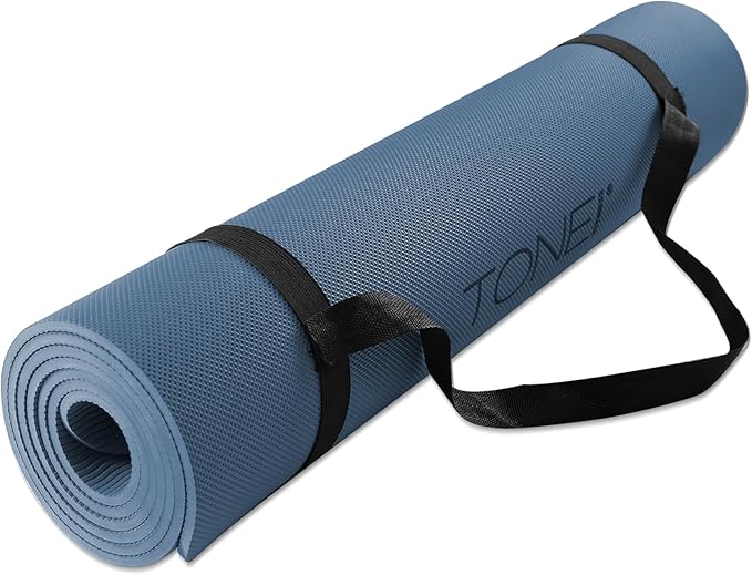 TONE Fitness Yoga Mat 1/4" Thick Non Slip Exercise & Pilates Mat for Home Workouts with Carrying Strap | Multiple Options