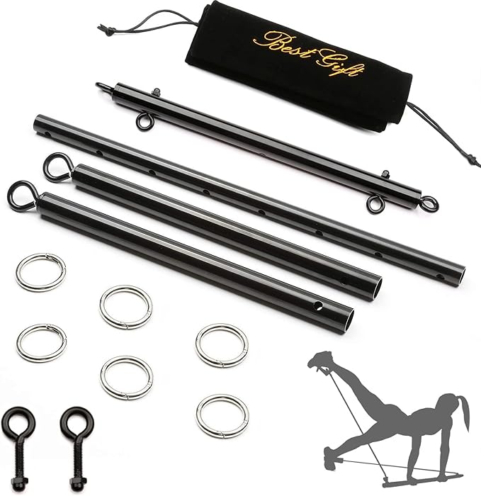 Sovyime Portable Restore Spreader Bar, Exercise Guide Pilates Sports Aid Training Fitness Gear, Home Yoga Gym Kit