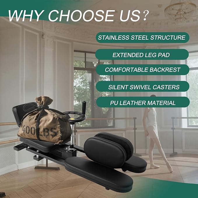 Hip Leg Strecher, 400LBS Steel Split Machine for Flexibility Kids Adults with Wheel, 240 ° Leg Strecher Machine for Flexibility Stretching Equipment Fitness Equipment Beauty Ballet Yoga