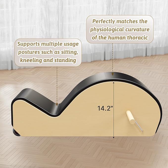 Wooden Black Pilates Arc with Spine Corrector for Core Strengthening Back Pain Relief, Pilates Spinal Corrector Arch Barrel for Back Flexibility，at Home Reformer Pilates Posture