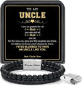 LUXEJEW Gifts for Men - Beaded Leather Bracelet 6mm Matte Agate Stone Bracelets for Men Dad Son Husband Boyfriend Grandpa Grandson Brother Uncle Nephew Adjustable Magnetic Clasp