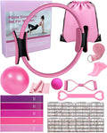 KABCON Pilates Kit for Home, Women Beginners Workout Essentials Set with 13" Ring, 9.8" Ball, Resistance Bands & Guide, 13/14/16 PCS Compact Pilates Equipment