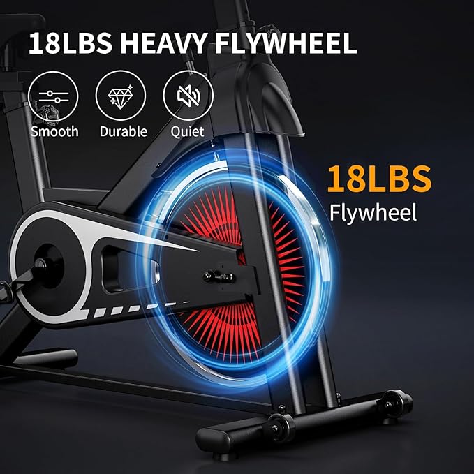 Exercise Bike,Adjustable Resistance Indoor Cycling Bike for Home Exercise - Stationary Bike with Smartphone Holder, LCD Display & Heart Rate Monitor