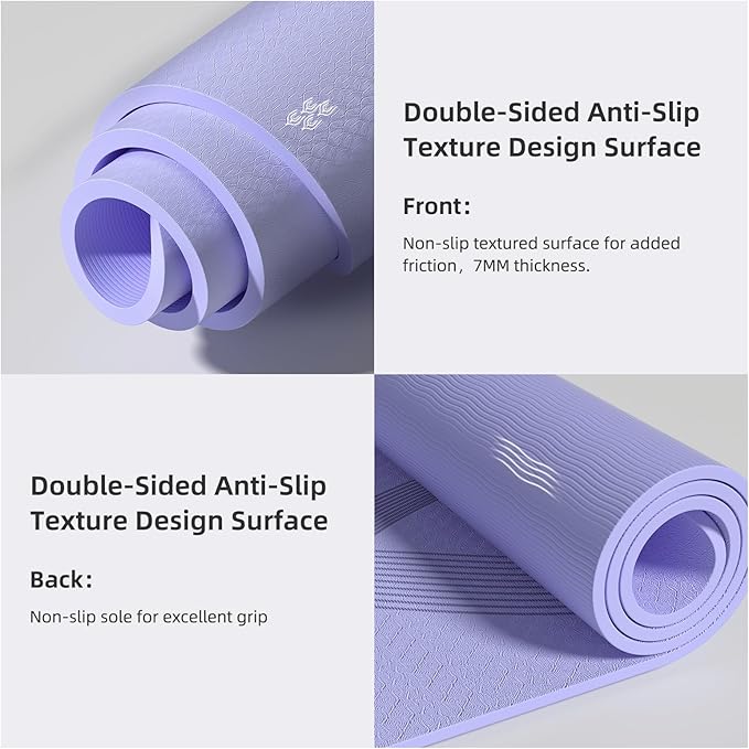 Yoga Mat High Density Exercise Mat, 76"x32"x0.27"Thick Wide & Large Yoga Mat for Women Men, Professional POE Workout Mat for Yoga, Pilates, Fitness & Stretching