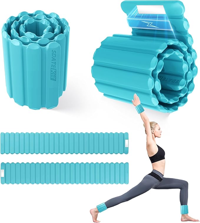 Wrist and Ankle Weights for Women & Men 2 Pack (1lb Each), Adjustable Silicone Wearable Arm & Leg Weights for Pilates, Gym, Yoga, Cardio, Strength Training