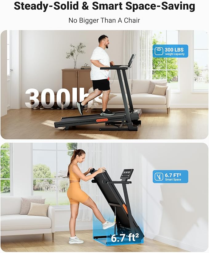 THERUN Treadmill with Incline, Incline Treadmill, Brushless Motorized Treadmills for Quiet Running