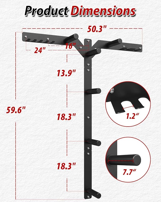 Mikolo Weight Plate Storage Rack, Wall Mounted Weight Plate Holder, Bumper Plate Storage for Home Gym, Fit 1" and 2" Plates