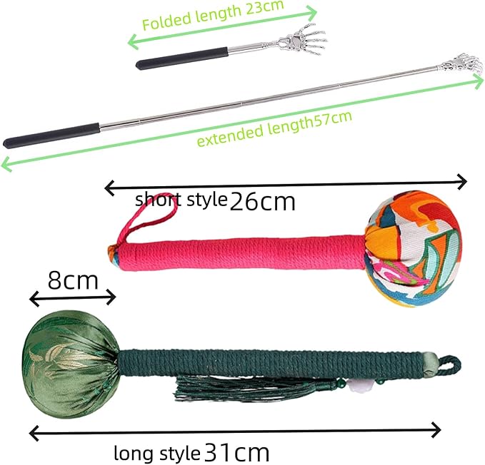 Three-in-one Combination, Ergonomic Mugwort Massage Hammer, Massage Tool, acupoint Massage, Pain Relief, obtained US Design Patent for Massage Hammer Tool.(Silk + Cotton)