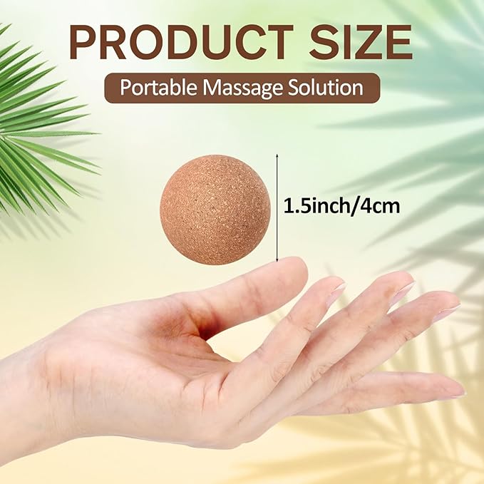 50 Pcs Cork Massage Ball 1.5 Inch Solid Hard Myofascial Release Yoga Ball for Back Foot Neck Pain Therapy Portable Tissue Muscle Release Tool for Home Office Travel