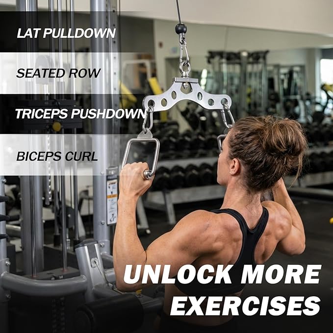 J Bryant Stainless Steel Double to Single Pulley Adaptor Plate for Cable Machine – Fitness Dual Pulley Connector with 3 Carabiners for LAT Pulldown, Triceps Pushdown, and T Bar Row Accessories