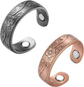 Magnetic Copper Rings Set for Women, Elegant Lymphatic Jewelry Gifts, Vintage Adjustable Vine Design