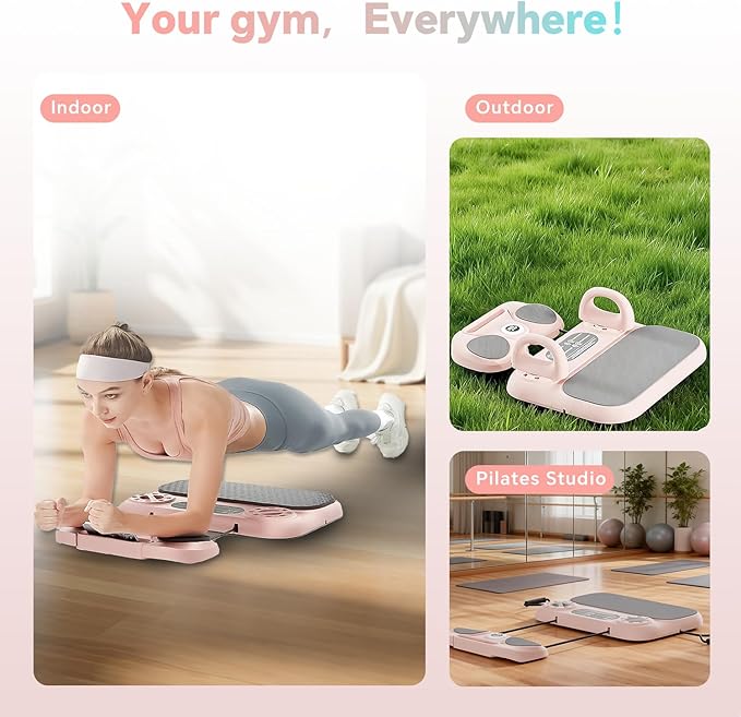 SHIJING Pilates Reformer Board，6-in-1 Foldable Pilates Equipment for Home Workout with Timber，Core& Full Body Training for Women