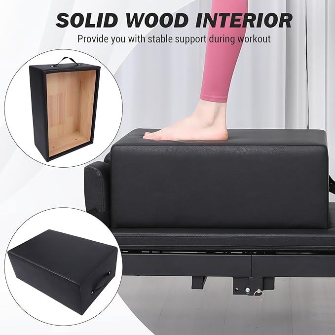 Professional Pilates Reformer Sitting Box,Reformer Box for Home & Studio Use, Portable Pilates Reformer Accessory for Step Training, Seated Workouts & Core Strengthening