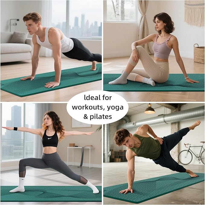 ILILI Yoga Mat, 72x25×0.3 Inch, TPE Exercise Mat, Tear-Resistant, Fitness Yoga Mat with Carrying Strap, Ideal for Yoga, Pilates, Home Workouts, Stretching & All Fitness Routines