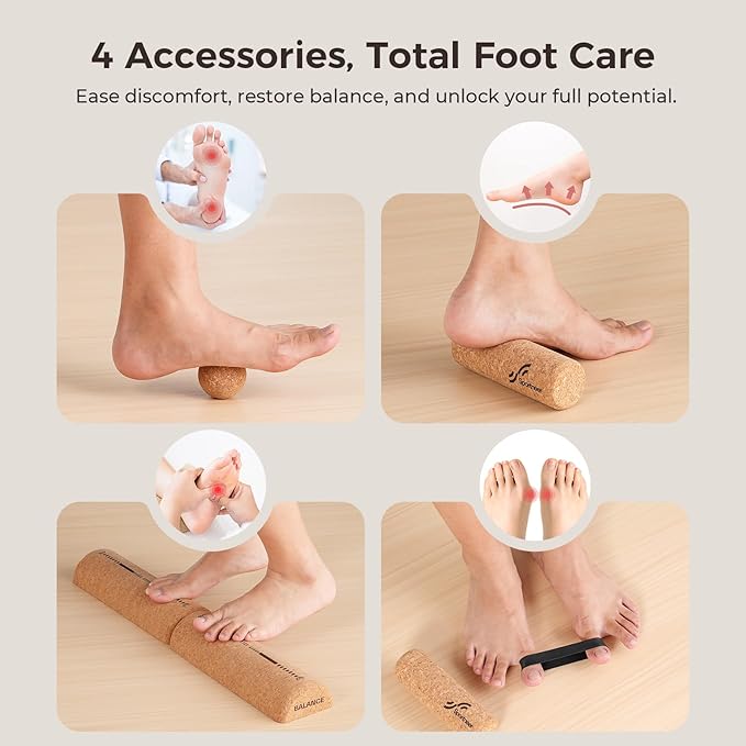 Sportneer Cork Balance Board with Storage Bag – Cork Foot Massage & Balance Trainer Set for Foot Pain Relief, Physical Therapy, Foot Strengthening & Arch Training, Improve Balance & Stability, Boost Ankle Strength