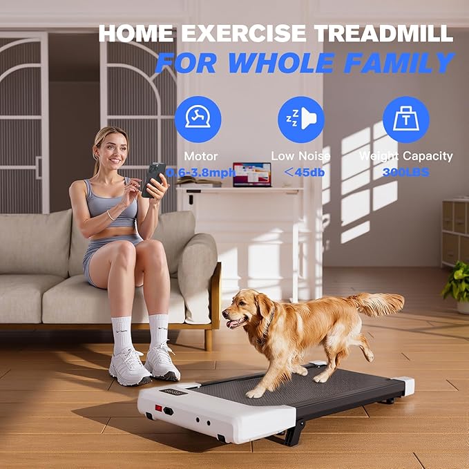 Walking Pad, 6% Walking Pad with Incline, No-Assembly Walking pad Treadmill with APP and Remote Control, LED Display, 2.5 HP Quiet Under Desk Treadmills, 300 lbs Capacity
