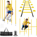 Agility Training Set: 3 Adjustable Speed Hurdles, 6 Agility Poles, 1 Agility Ladder, 12 Soccer Cones & Jump Rope, Multi-Function Soccer Training Equipment for Athletes, Amateurs, Youth