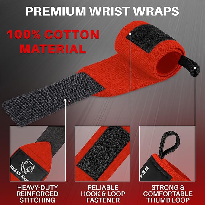 TECEUM Weightlifting 18" & 12" Wrist Wraps with Thumb Loop – Heavy Duty Wrist Workout Braces for Men and Women – Ideal for Powerlifting, Strength Training, Bodybuilding
