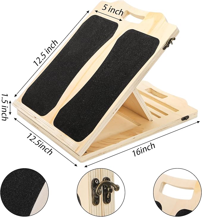Yarlung Wooden Slant Board for Calf Stretching, Portable Squat Incline Board for Knees Ankle Leg Heel, Adjustable 5 Angles Calf Stretch Wedge for Exercise, Physical Therapy