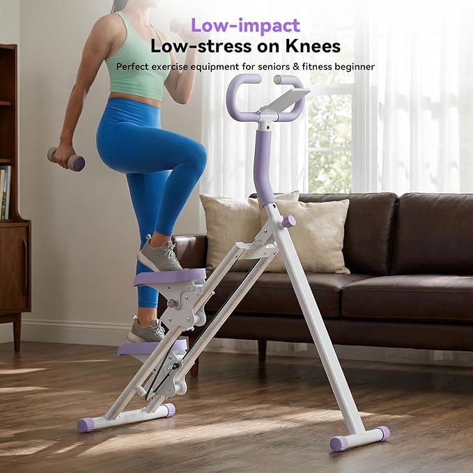 Stair Steppers for Exercise at Home, Folding Vertical Stair Stepper Climber, Full-Body Cardio Machine with Adjustable Handles, Steel Frame & Digital Monitor