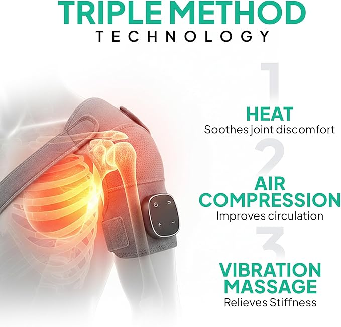 Triple Method Shoulder Massager – Official Product – Heat, Massage & Compression for Shoulder Relief