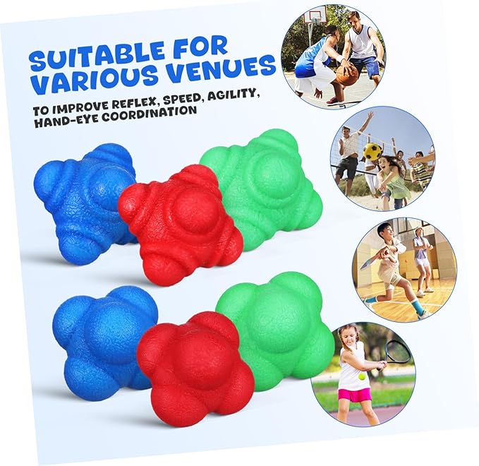 6 Pack Reaction Balls Reflex Workout Balls for Agility Training Hand Eye Coordination Sports Reflex Training