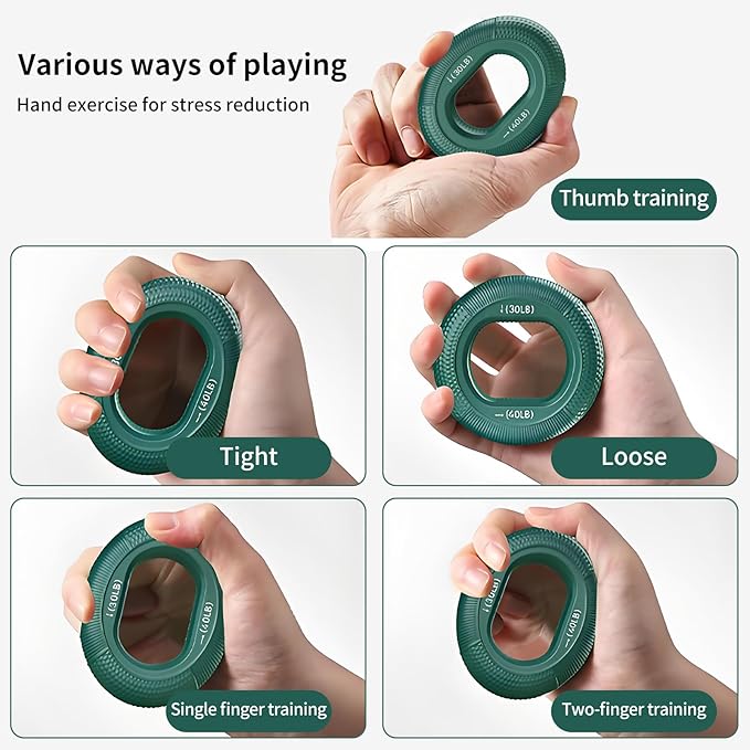Grip Strength Trainer, Silicone Hand Grip Strengthener Ring for Finger Workout, Rock Climbing, Forearm & Grip Training, Stress Relief Exerciser for Men & Women, Durable Double-Force Design