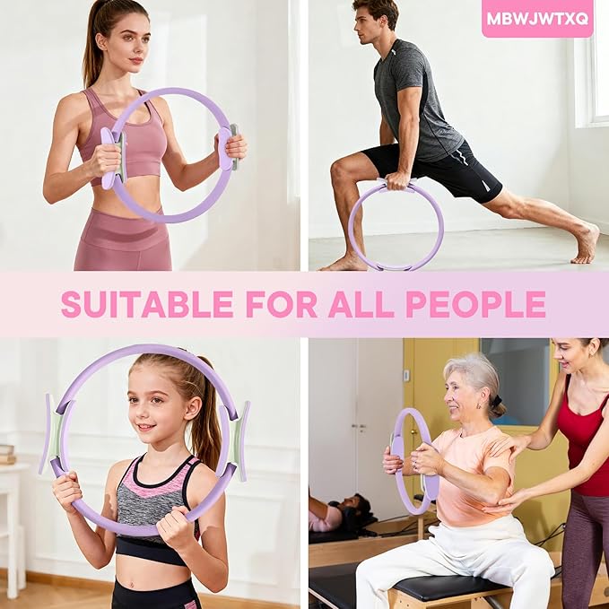 Pilates Ring Fitness Circle – 14 Inch Magic Circle for Toning Arms, Thighs, Legs & Core (Workout Guide Included)
