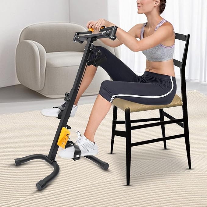 Pedal Exerciser Bike, Foldable Pedal Exerciser for Seniors, Home Pedal Exercise Bike for Total Body(Black)