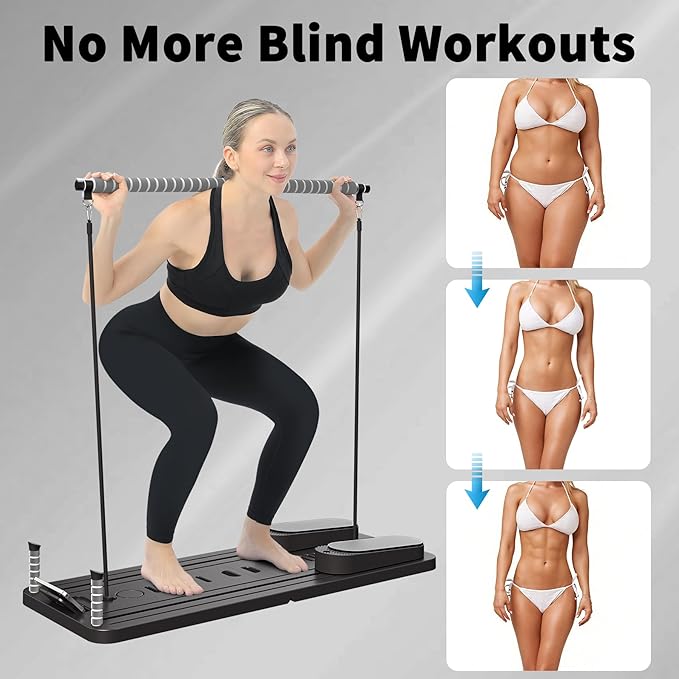 Pilates Board - Pilates Reformer Set, Multi-Purpose Foldable Pilates Reformer Board for Home,11 in 1 Pilates Equipment