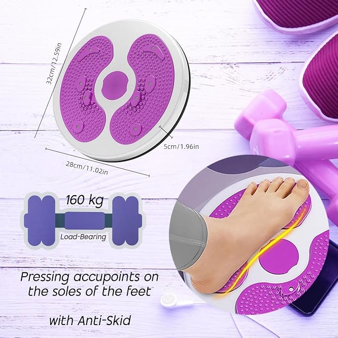 Twist Exercise Board for Core & Abs – 11" Balance Twister Disc with 360° Rotation, Non-Slip Massage Foot Pads, Improves Balance, Flexibility & Posture (Purple)