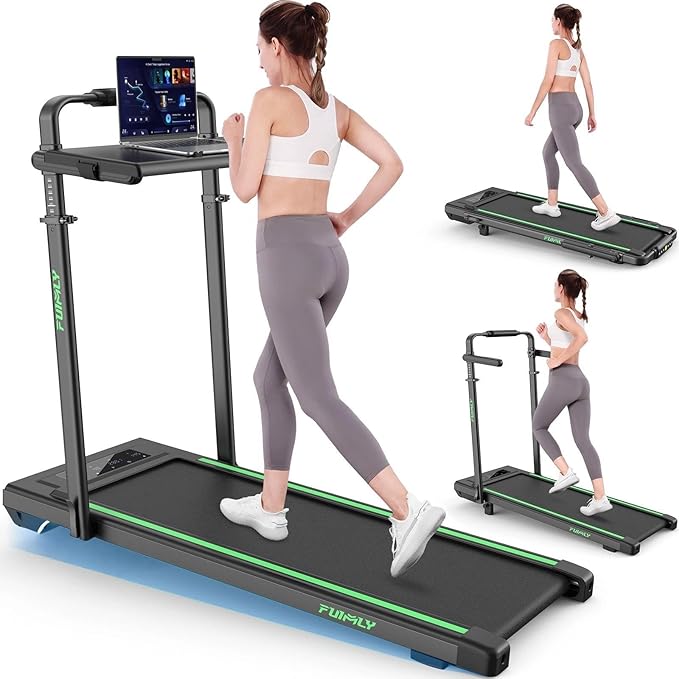 Walking Pad Treadmill with Desk Workstation, 15% Incline Treadmill with Handle Bar, Foldable Treadmills Under Desk for Home/Office, 400 lbs+ Capacity, Adjustable Height, Removable Desk, 3.5HP Motor