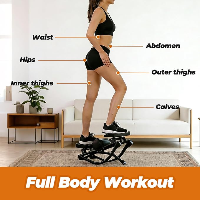 2026 New Rock Stepper Machine with Side to Side Motion and Resistance Bands Compact Stepper for Home Workouts Features Digital Monitor for Steps Time