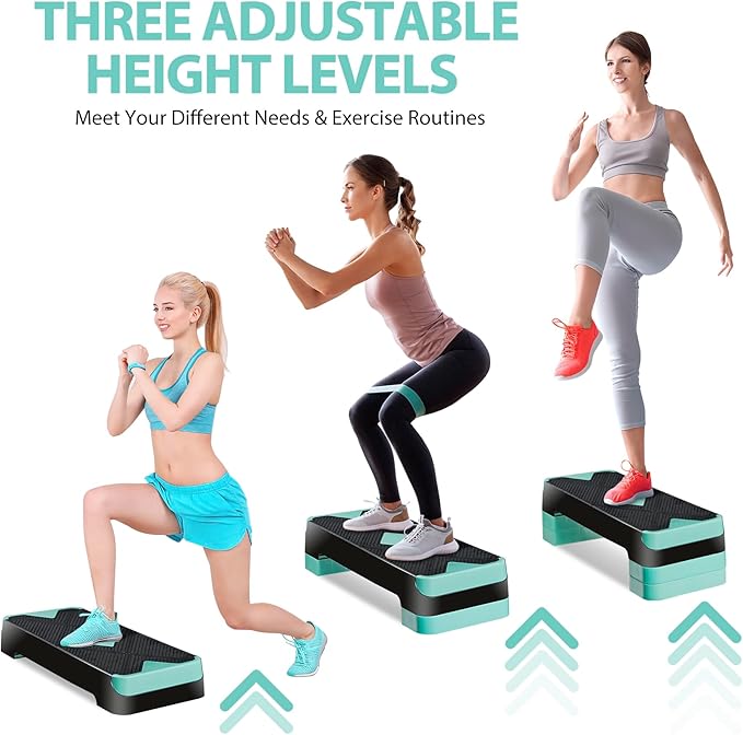 F2C 26.5 Inches Step Aerobics Stepper Platform with 3 Risers, Home Gym Workout Equipment, Fitness Exercise Equipment, Exercise Workout Stepper