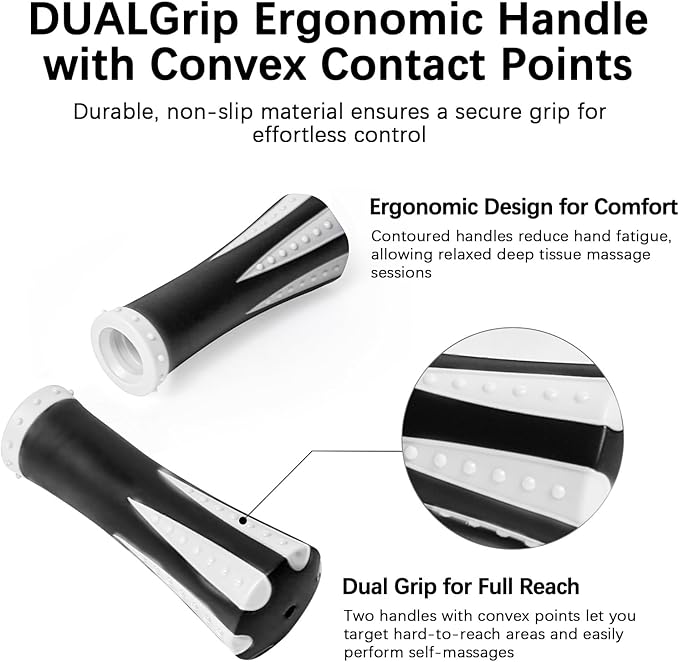 Muscle Roller Massage Roller Stick- Deep Tissue Fascia Blaster for Myofascial Pain Relief, Lymphatic Drainage & Body Sculpting, Handheld Physical Therapy & Recovery Tool (White black-18 inch)