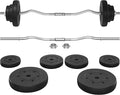 Yaheetech Barbell Set Olympic Curl Bar Weights & 2 Olympic Barbell Clamps Strength Training Bars