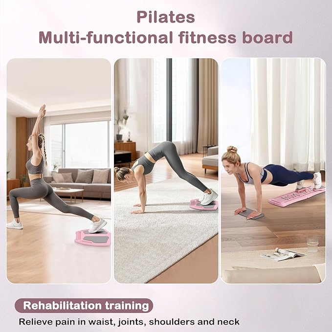 6-in-1 Foldable Pilates Board Reformer Kit, Portable Home Gym Equipment with Resistance Bands, Ab Board, Smart Timer & Phone Holder, Full Body Workout for Women