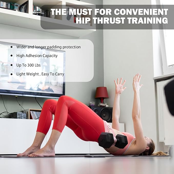 Hip Thrust Belt, Fully Upgraded Hip Thrust Belt for Dumbbells, More Comfortable Hip Thrust Belt, Home Gym Hip Thrust Belt with Wider and Longer Anti-Slip Pads.