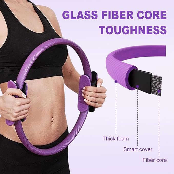 Pilates Ring Fitness Trainer, Yoga Ring Home Gym Equipment Inner Thigh Exercise, 14.96 Inch Yoga Ring Magic Circle, Double Padded Handle Exercise Resistance Equipment