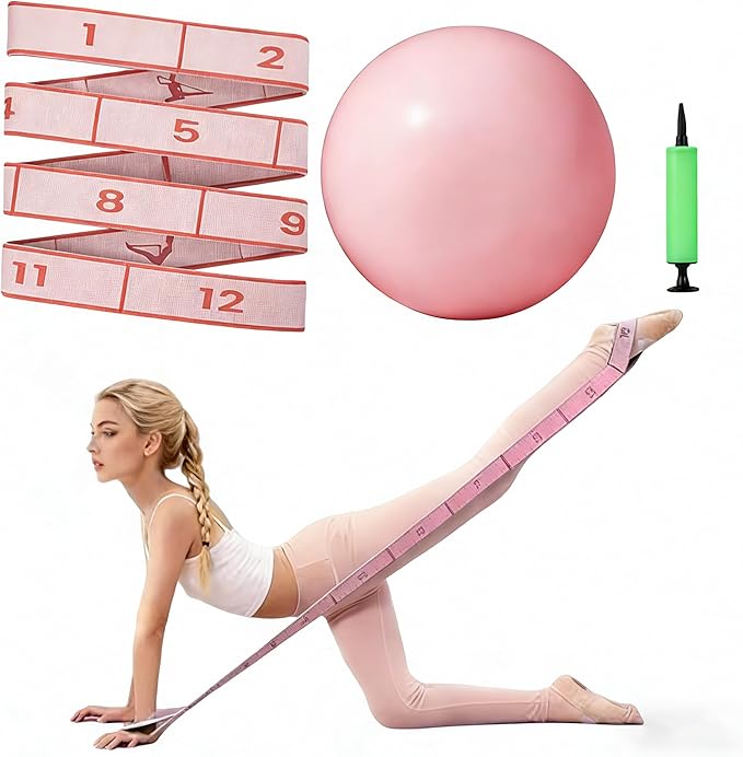 Home Pilates Kit - 12-Segment Resistance Bands + Small Pilates Ball + Random Color Air Pump | Multi-Functional Exercise Bands Resistance an Excellent Yoga Pilates Equipment