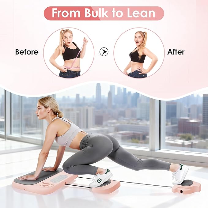 Pilates Board, 6-in-1 Pilates Reformer for Full Body & Core Workout, Portable Gym Equipment for Strength, Sculpting and Flexibility Training, Ideal for Women and Fitness Enthusiasts at Home