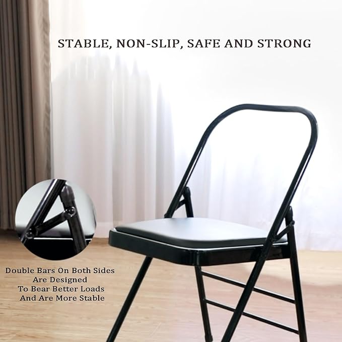 Yoga Chair,Three-Beam Thickened Yoga Chair,Metal Frame Bears 400 Lbs,for Home Office Dining Indoor Outdoor